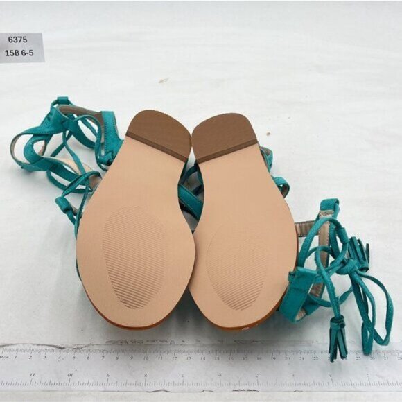 YDN Women Sexy Knee High Lace up Flats Fringe Low Heel Gladiator Strap Sandals - Picture 7 of 8